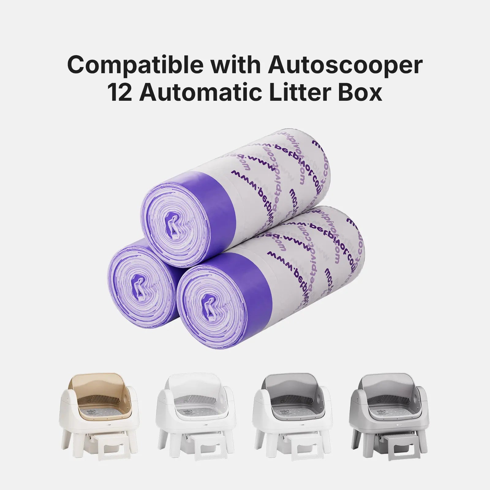 Petpivot Autoscooper 12 Lite Waste Bags, 60-Pack Replacement Trash Bags for Autoscooper 12 Lite Self-Cleaning Cat Litter Box, Helps Seal in Odors, Automatic Litter Box Liner Bags,Back to School