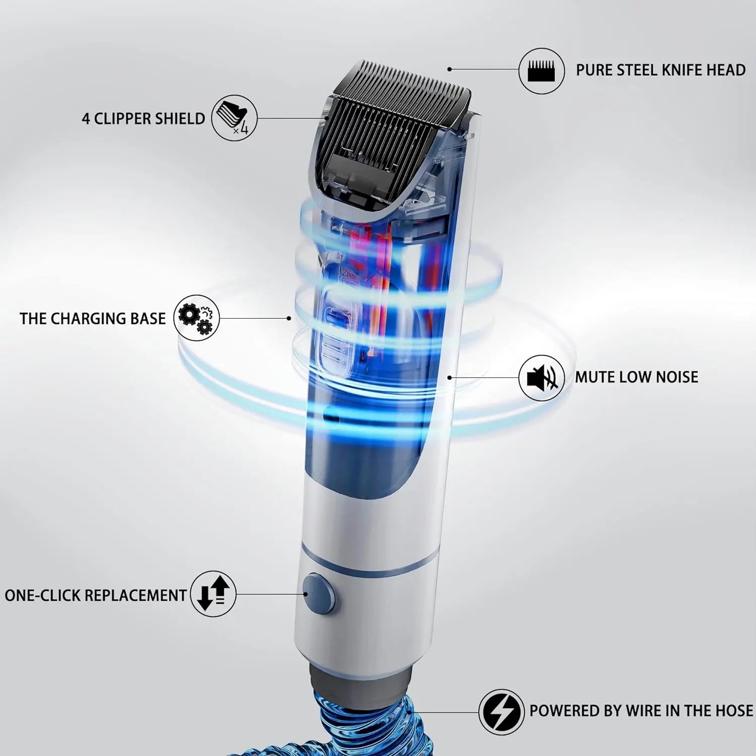 CleanPaw™ Silent Pet Vacuum Groomer with 2.3L Dustbin