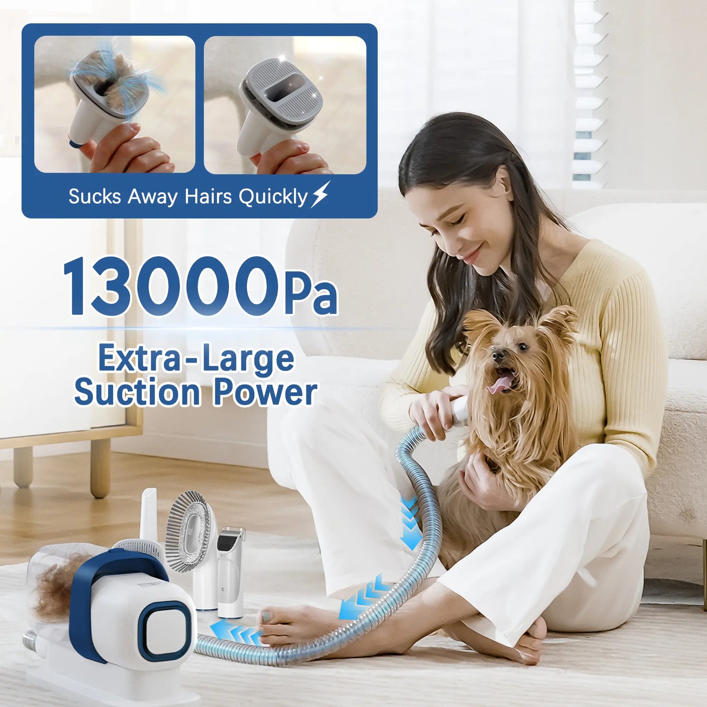 CleanPaw™ Silent Pet Vacuum Groomer with 2.3L Dustbin